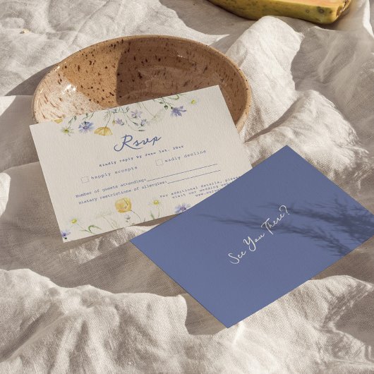 Wild Flowers Hand Written Wedding RSVP Card Karte