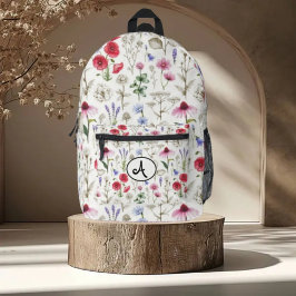 Wild Flowers Illustration Pattern – Hand-Drawn  Bedruckter Rucksack