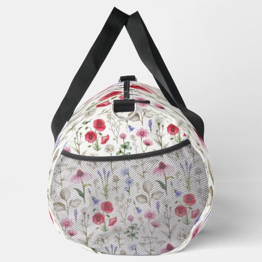 Wild Flowers Illustration Pattern – Hand-Drawn Duffle Bag (Rechts)