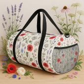 Wild Flowers Illustration Pattern – Hand-Drawn  Duffle Bag