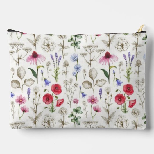 Wild Flowers Illustration Pattern – Hand-Drawn  Zubehörtasche (Rückseite)