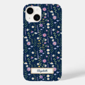 Wild Flowers Pattern Blue navy Background Case-Mate iPhone Hülle (Rückseite)