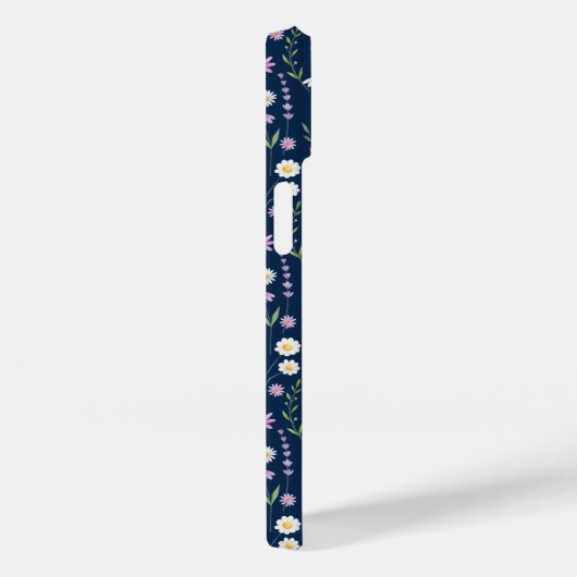 Wild Flowers Pattern Blue navy Background Case-Mate iPhone Hülle (Rückseite / Rechts)