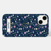 Wild Flowers Pattern Blue navy Background Case-Mate iPhone Hülle (Rückseite (Horizontal))