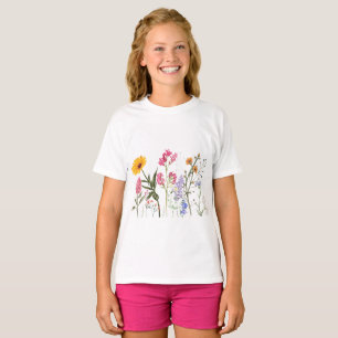 Wild Flowers T-Shirt, Vintage Botanisches Kinder T T-Shirt