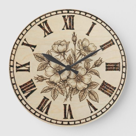 Wild flowers Wall Clock Große Wanduhr (Vorderseite)