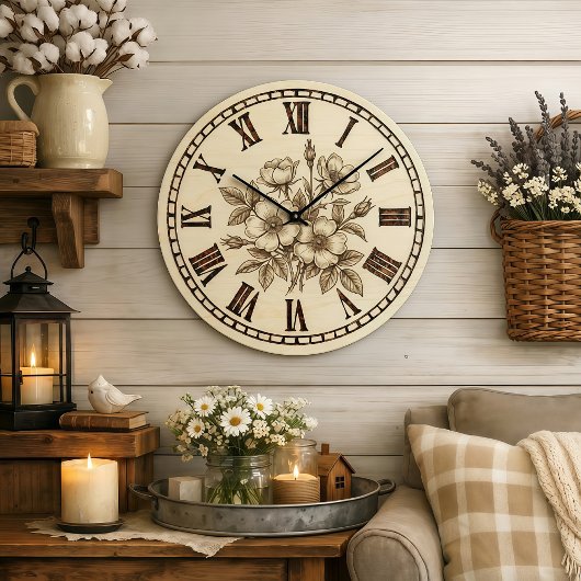 Wild flowers Wall Clock Große Wanduhr