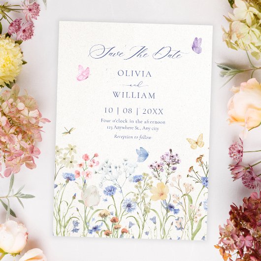 Wild flowers wedding save the date
