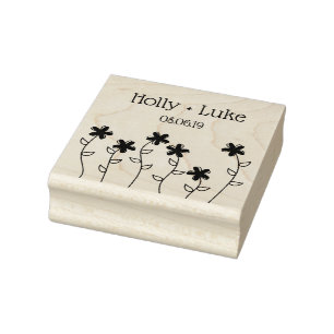 Wild Flowers with Branches and Leaves Design Gummistempel