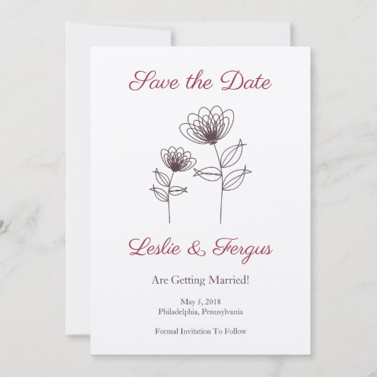 Wild Flowers with Branches and Leaves Einladung (Vorderseite)