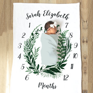 Wild Forest Botanical Monthly Baby Milestone Fleecedecke