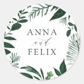 Wild Forest | Botanische Hochzeit Runder Aufkleber (Vorderseite)