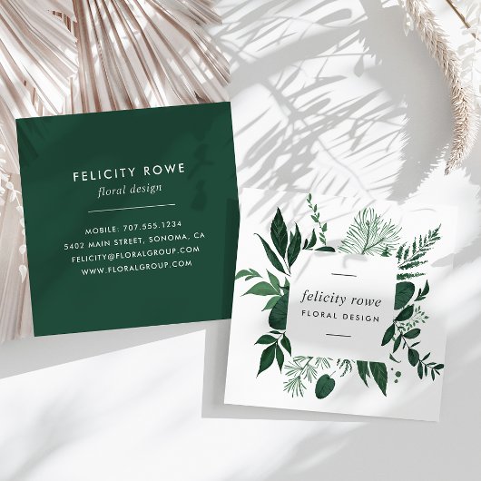 Wild Forest | Botanischer Rahmen Quadratische Visitenkarte