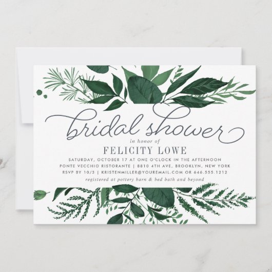 Wild Forest Bridal Dusche Einladung (Vorderseite)