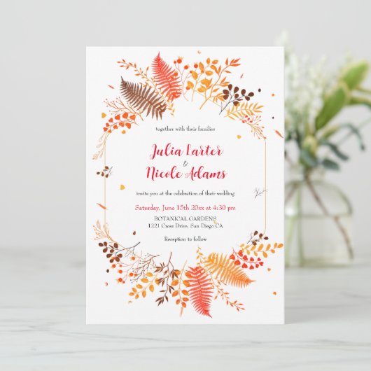 Wild Forest Fern Moss Pilz Botanische Hochzeit Einladung (Stehend Vorderseite)