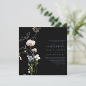 Wild Forest Floral Black Nuestra Boda Wedding Einladung (Stehend Vorderseite)