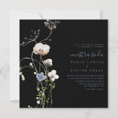 Wild Forest Floral Black Nuestra Boda Wedding Einladung (Vorderseite)