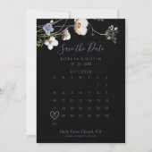 Wild Forest Floral Black Save the Date Calendar (Vorderseite)
