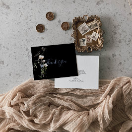 Wild Forest Floral Black Wedding Dankeskarte