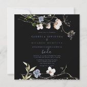 Wild Forest Floral Black Wedding Einladung (Rückseite)