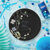 Wild Forest Floral Black Wedding Paper Teller (Party)