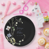 Wild Forest Floral Black Wedding Paper Teller (Party)