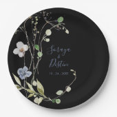 Wild Forest Floral Black Wedding Paper Teller (Vorderseite)