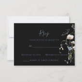 Wild Forest Floral Black Wedding RSVP Karte (Vorderseite)