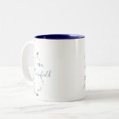 Wild Forest Floral Mrs. Newlywed Bride Zweifarbige Tasse (Vorderseite Links)