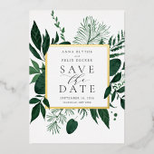 Wild Forest Foil Wedding Save the Date Card Folieneinladung (Vorderseite)