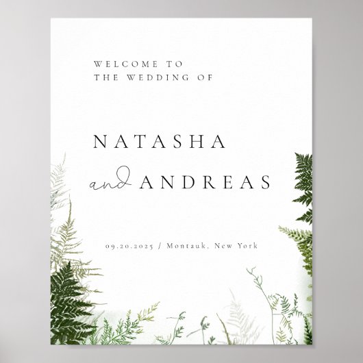 Wild Forest Foliage Hochzeit Willkommen Poster (Vorne)