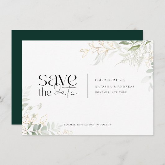 Wild Forest Greenerity Wedding Save The Date (Vorne/Hinten)