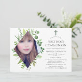 Wild Forest Greenery Erste Heilige Kommunion Einladung (Stehend Vorderseite)
