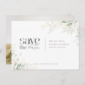 Wild Forest Greenery Foto Wedding Save The Date (Vorne/Hinten)