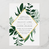 Wild Forest | Hochzeitsfeier für Grüne Wasserfarbe Folieneinladung (Vorderseite)