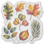 Wild Forest Leaves Custom-Cut Vinyl Sticker (Vorderseite)
