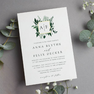 Wild Forest Monogram Hochzeit Folieneinladung
