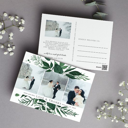 Wild Forest | Multi Foto Wedding Vielen Dank Postkarte