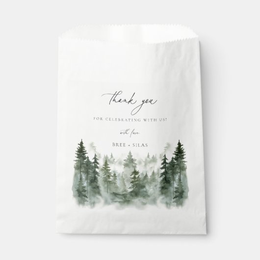 Wild Forest Pines Wedding Danke Geschenktütchen (Vorderseite)