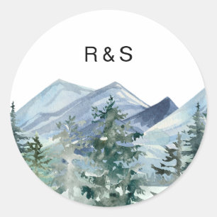 Wild Forest Wedding Monogram Runder Aufkleber