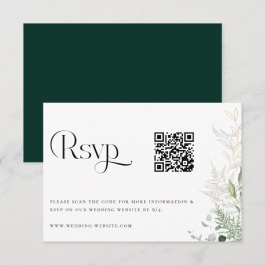 Wild Forest Wedding QR Code RSVP Card Karte (Vorne/Hinten)