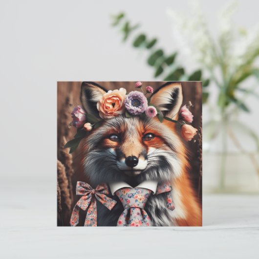 Wild fox wearing a tie cute  (Stehend Vorderseite)