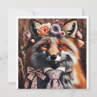 Wild fox wearing a tie cute einladung