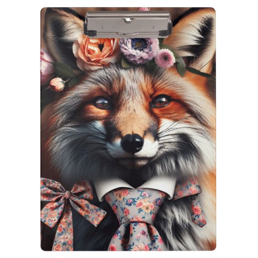 Wild fox wearing a tie cute  klemmbrett (Vorderseite)