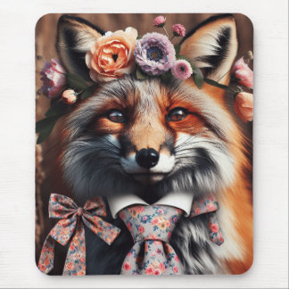 Wild fox wearing a tie cute mousepad
