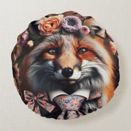 Wild fox wearing a tie cute pillow rundes kissen