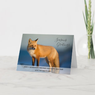 Wild FOX Winter Snow Xmas Foto Personalisiert Feiertagskarte