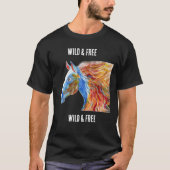 Wild & Free colorful horse T-Shirt (Vorderseite)