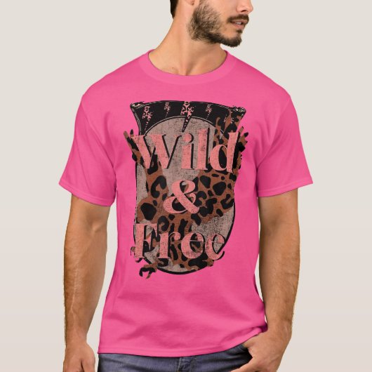 Wild & Free Eagle Cheetah Leopard Boho Retro T-Shirt (Vorderseite)