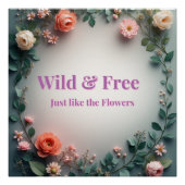  Wild & Free Floral Line Art | Boho Minimal Design Poster (Vorderseite)